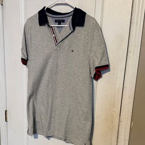 Tommy Hilfiger Polo Shirt in Gray with Red and Navy Accents